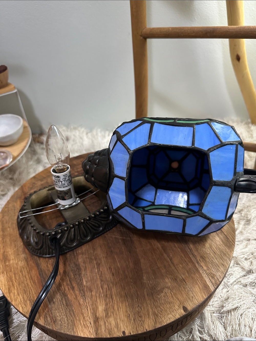 Tiffany Style Stained Glass Teapot With Flower Design Night Light Table Lamp - Picture 15 of 17